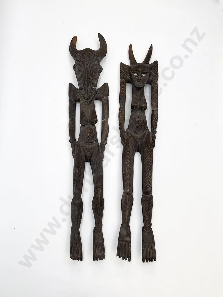 Two Papua New Guinea Carved Wood Statues Image 1++