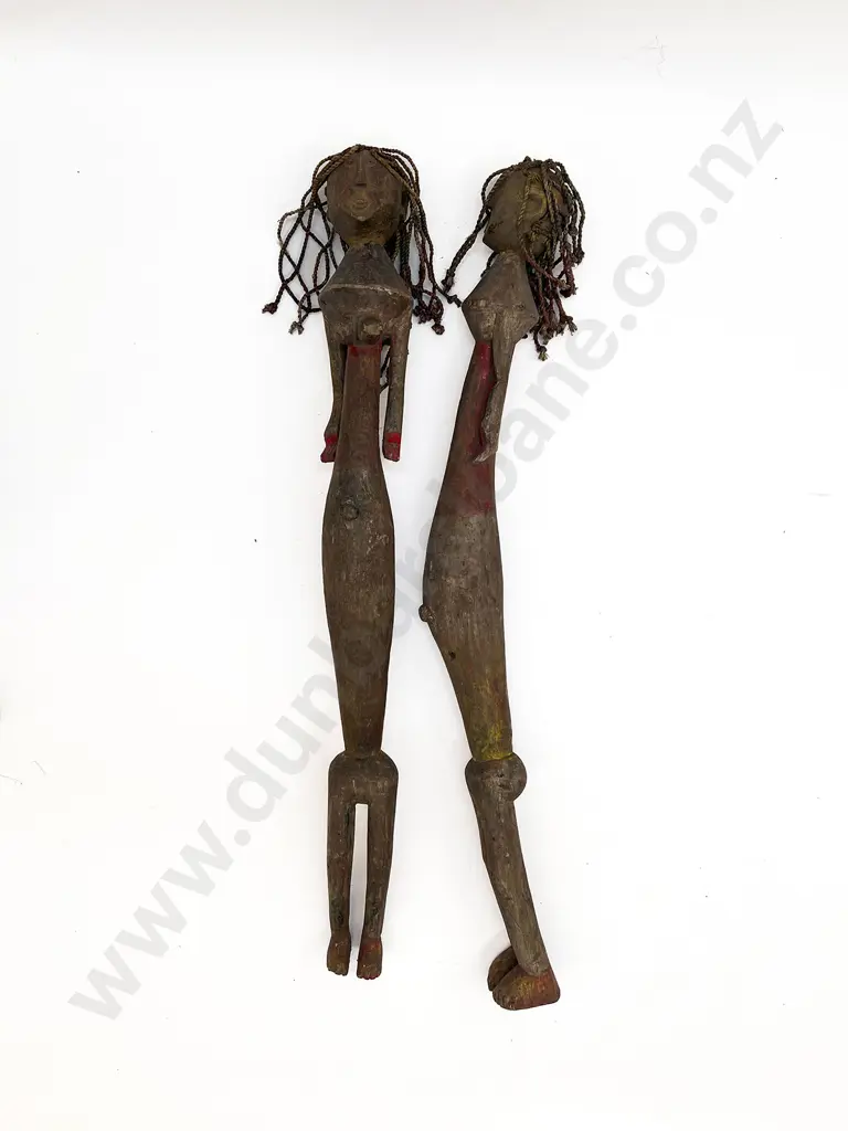 A Pair Of African Carved Wood Male And Female Figures Image 1++