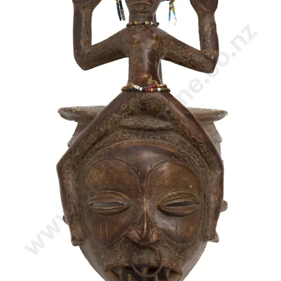 Large Helmet Mask With Surmounting Figure