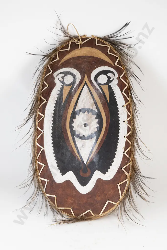 Papua New Guinea Sepik River Mask Wall Hanging With Cassowary Feathers Image 1++
