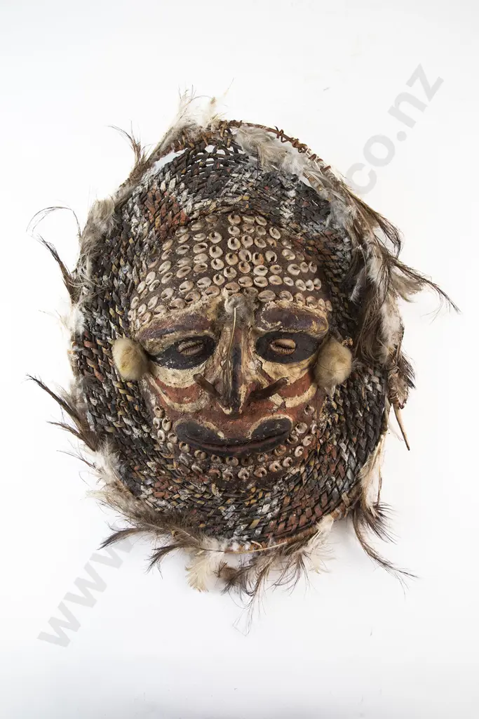 A Papua New Guinea Clay On Raffia Painted Mask Image 1++