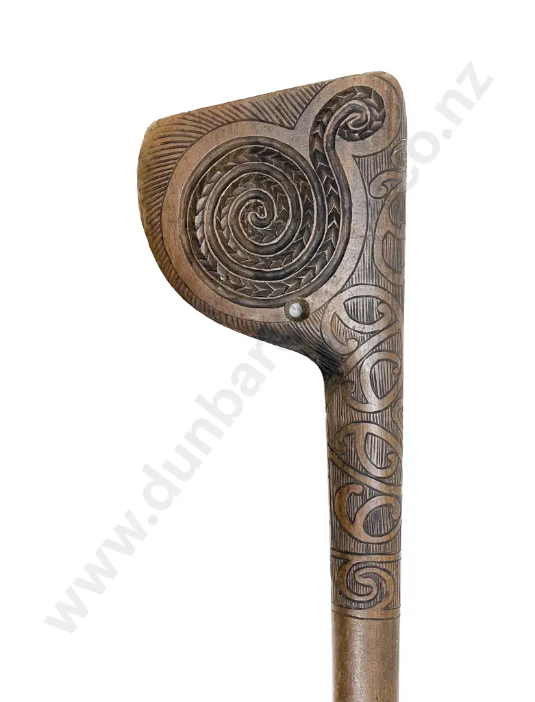 A Tewhatewha Carved With Kowhaiwhai And Koru Motifs Image 1++