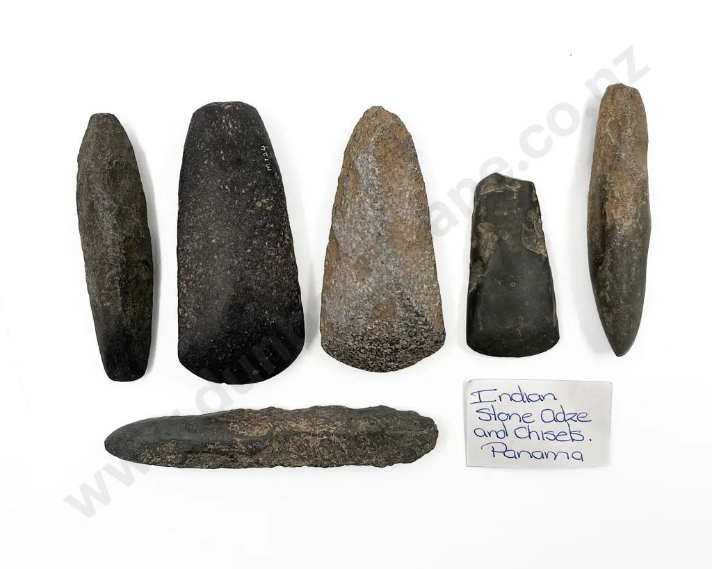 A Collection Of Indian Stone adze And Chisels From Panama Image 1++