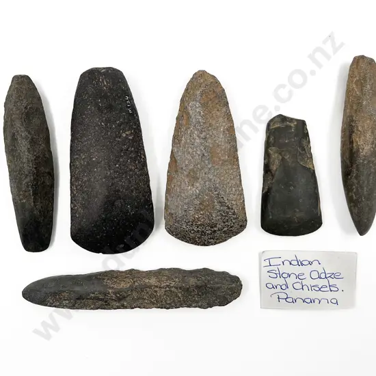 A Collection Of Indian Stone adze And Chisels From Panama