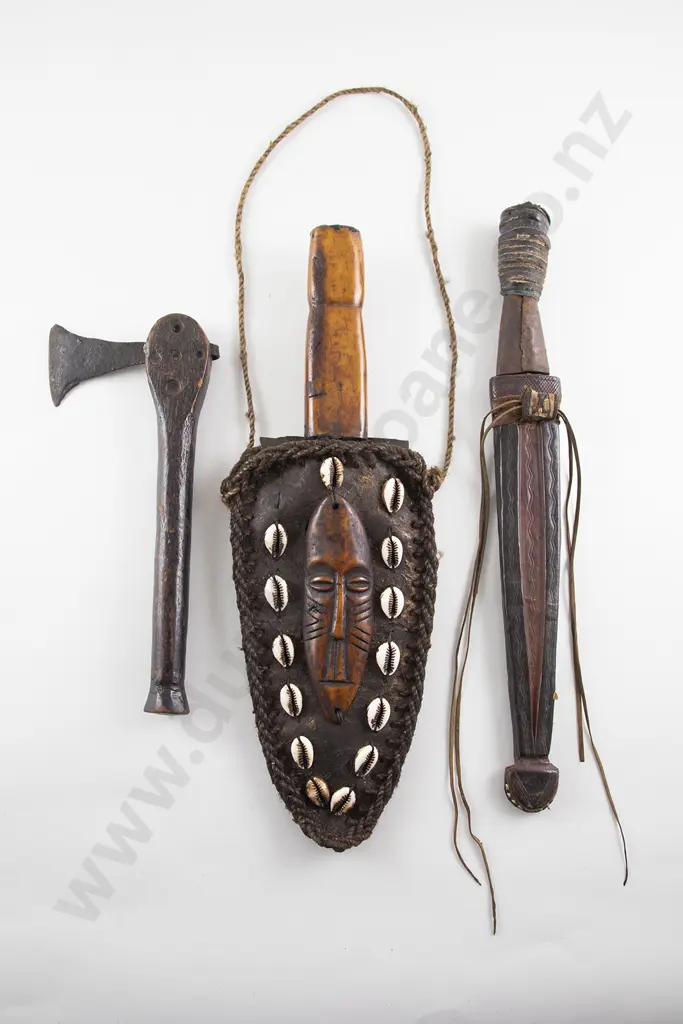 Two African Sheathed Knives And A Hand Axe Image 1++