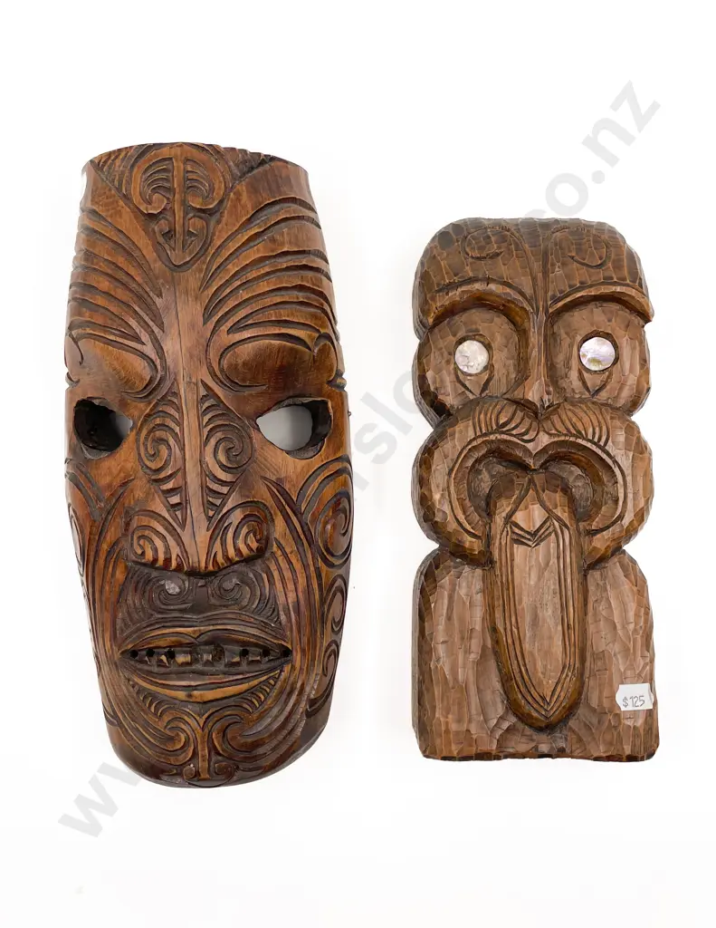 Carved Mask With Pou Whakairo Image 1++