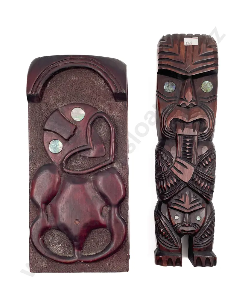 Multifaceted Carving Of Tiki And Wheku Head With Pou Whakairo Image 1++