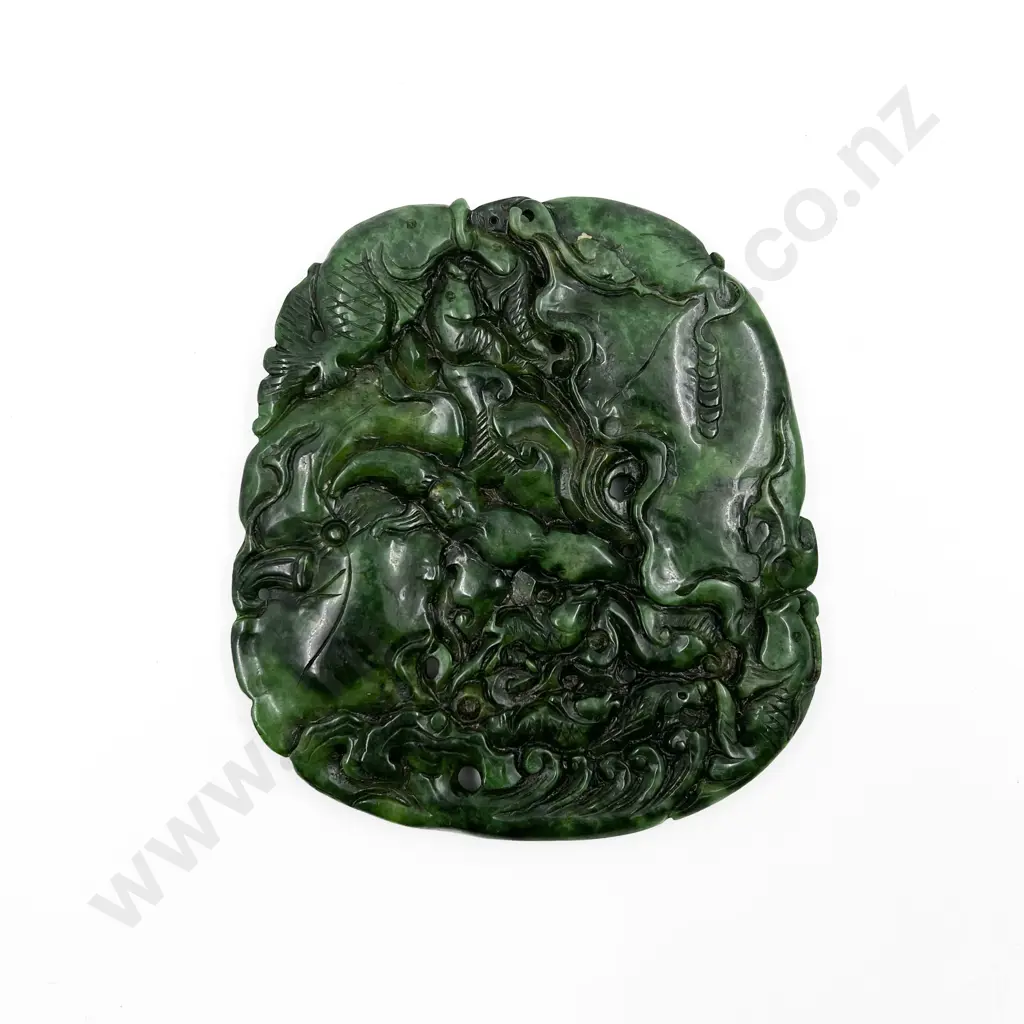 Jade Plaque Carved With Fish Motifs Image 1++