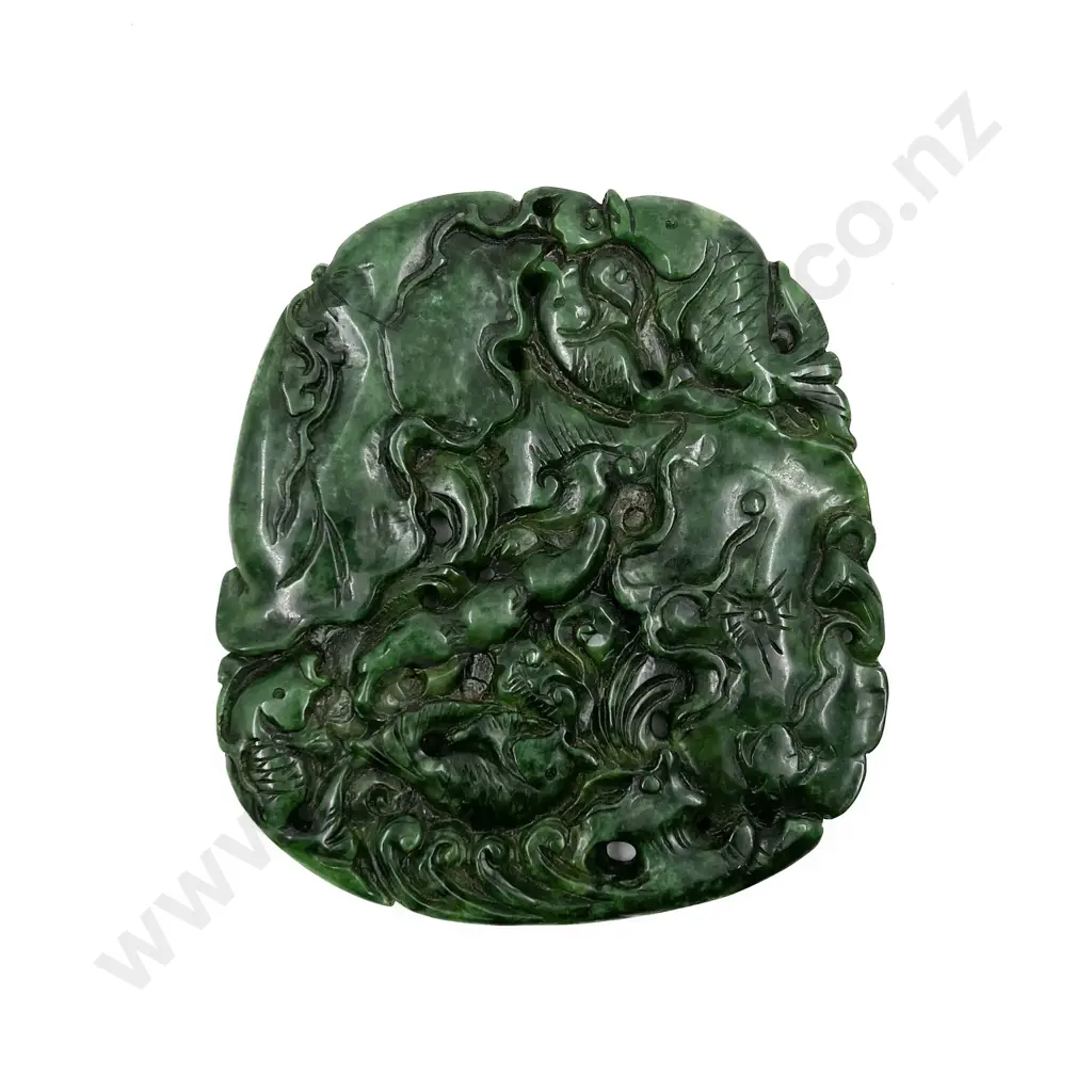 Jade Plaque Carved With Fish Motifs Image 1++