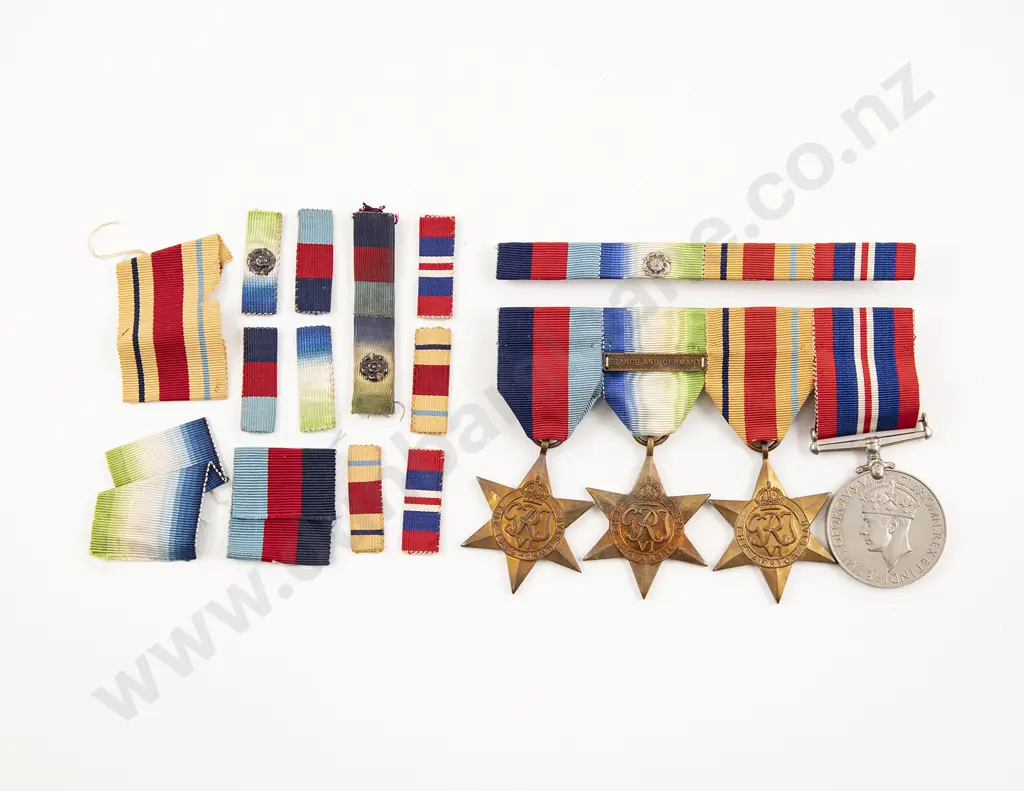WWII British Four Medal Group with Ribbons Image 1++