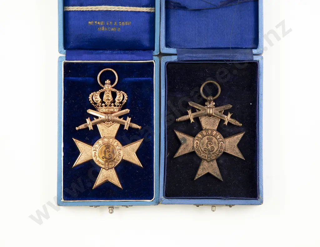 Cased WWI German Bavaria Military Merit Cross 3rd Class x2 Image 1++
