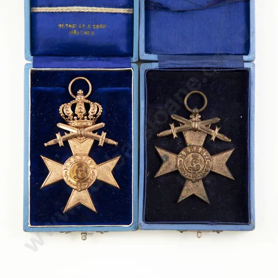Cased WWI German Bavaria Military Merit Cross 3rd Class x2
