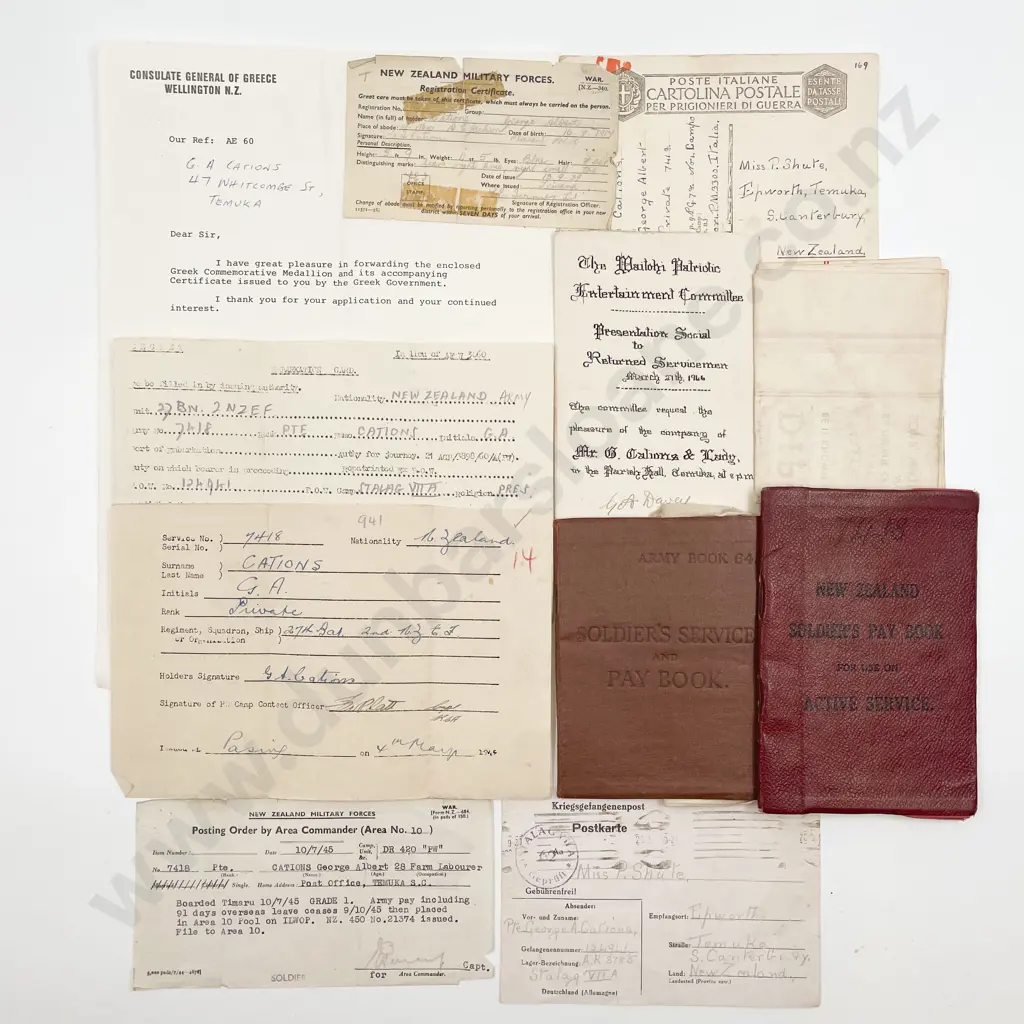 WWII NZ Soldiers Paybooks and Papers Image 1++