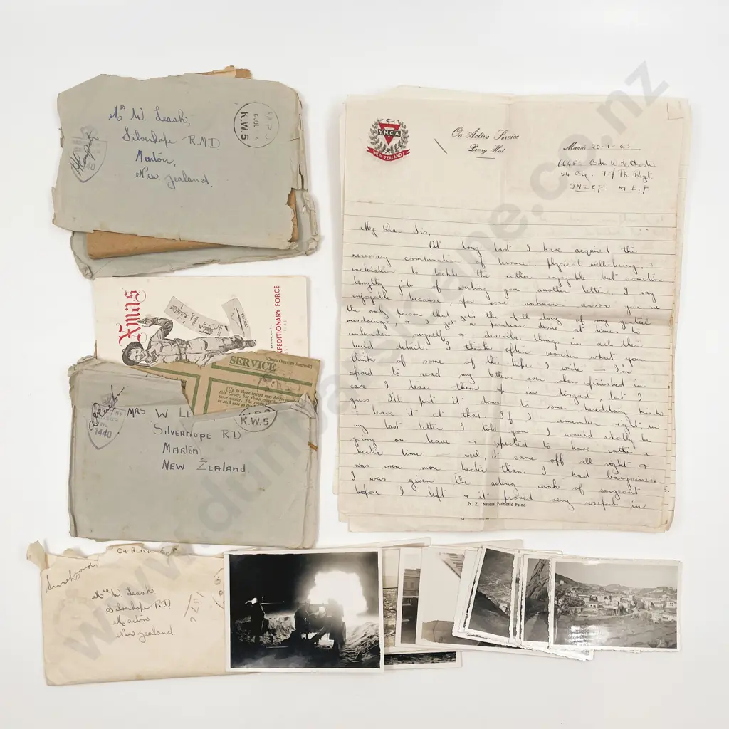 WWII NZ Soldiers Correspondence with Snapshots Image 1++