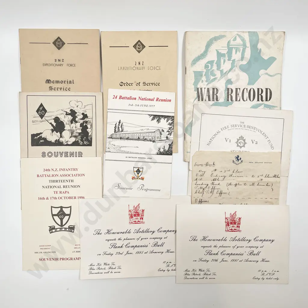 WWII NZ And British Defence Medal Certificates and Various Commemorative Services Image 1++