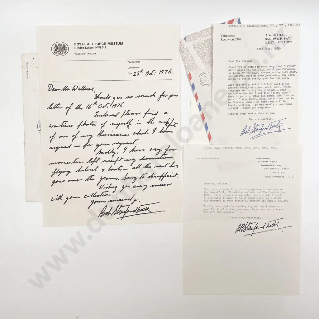 Autographed photograph of Bob Stanford-Tuck with Three Signed Letters Image 1++