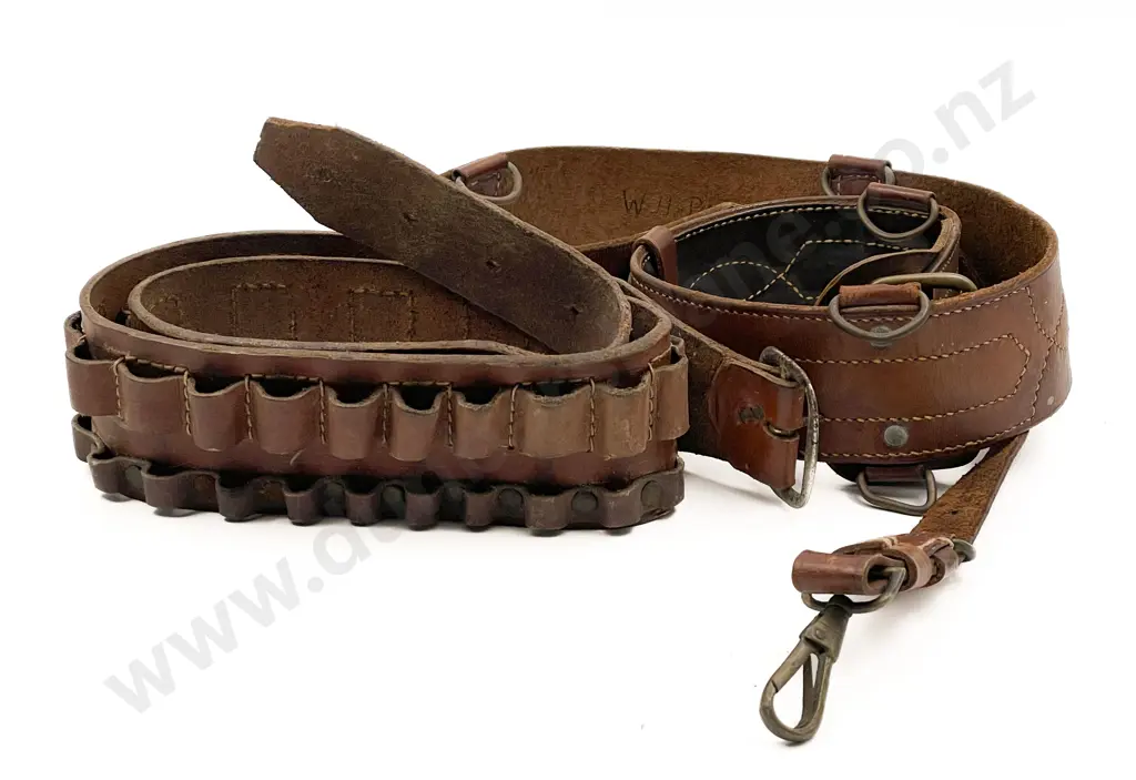 Military Issue Leather Waist Belt and Ammo Belt Image 1++