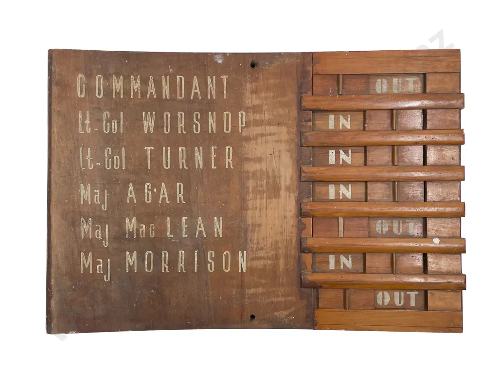 Vintage Wooden Commandant Office In - Out Board Image 1++