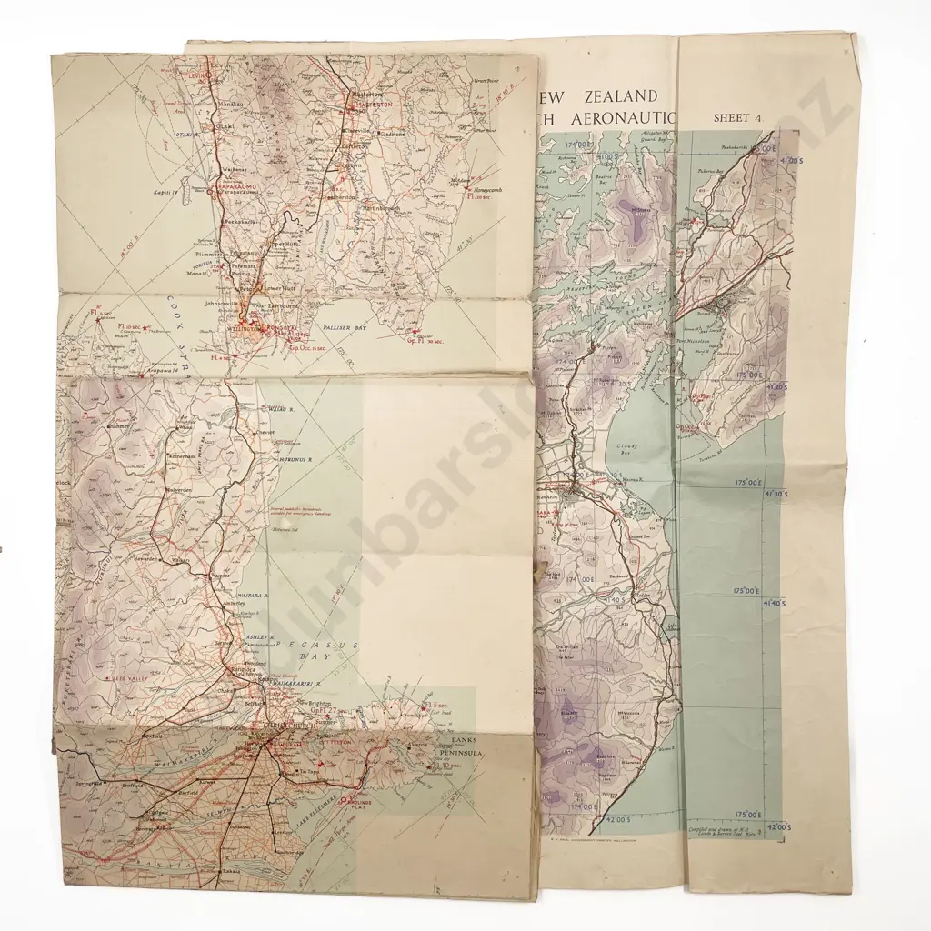 C1944 NZ Complete Set of Six with Index Flying Maps Image 1++