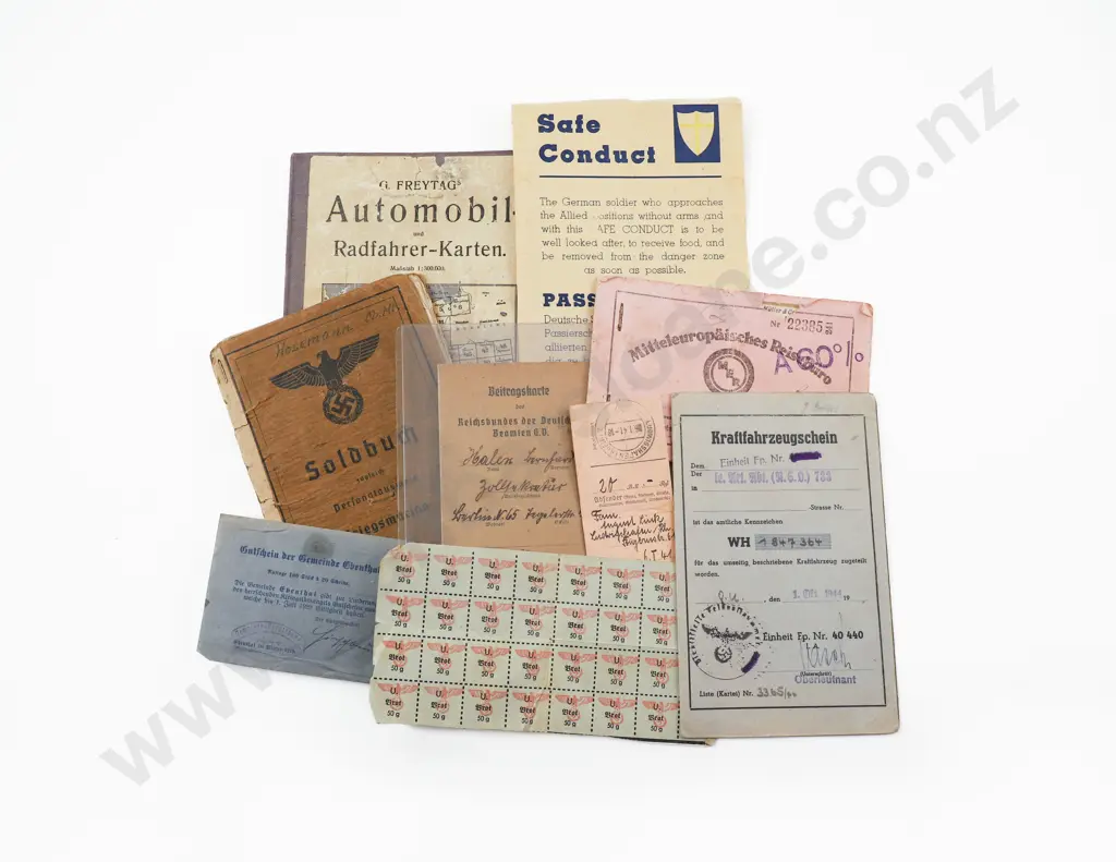 WWII German Soldiers Paybook with Identification Papers Rations and Map Image 1++