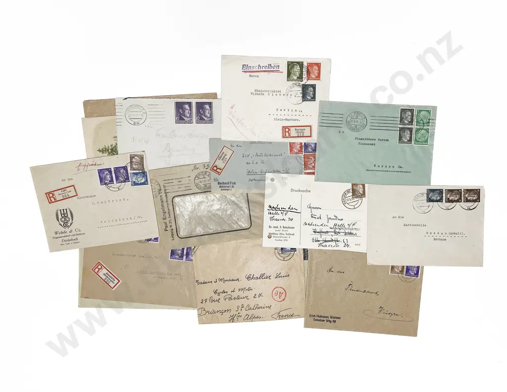 WWII C1943 German Postal Envelopes and Three Postal Covers from Occupied Poland Image 1++