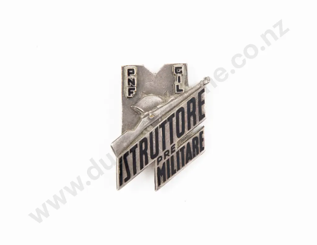 WWII Italian Numbered Black Enamel and White Metal Badge Image 1++
