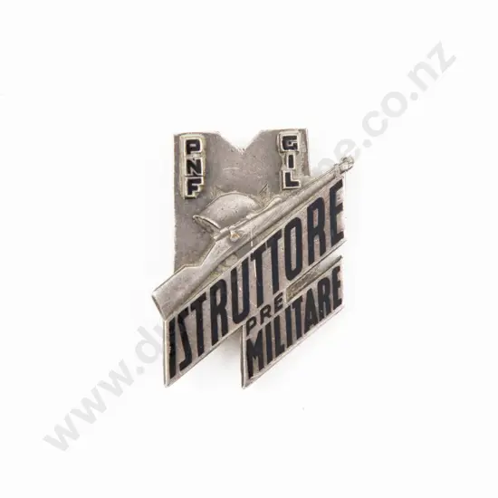 WWII Italian Numbered Black Enamel and White Metal Badge
