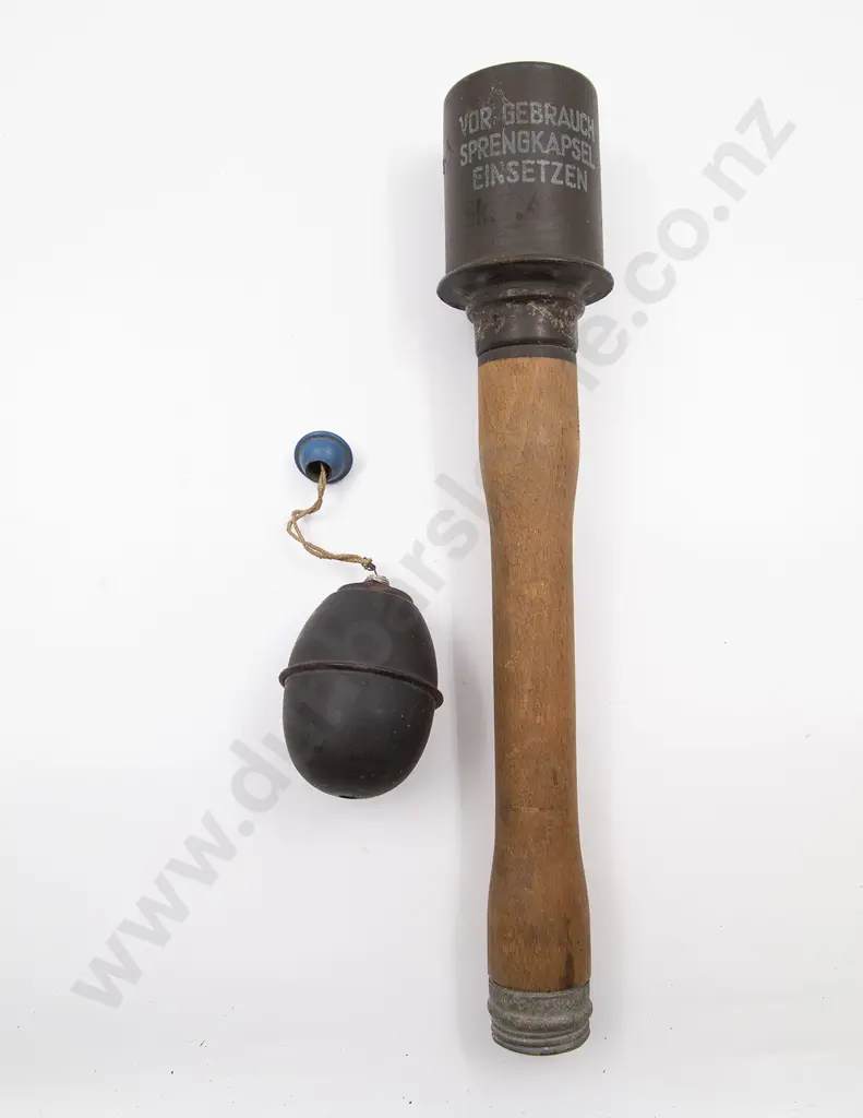WWII German M39 Egg Grenade and M-24 Wooden Handle Hand Grenade Image 1++