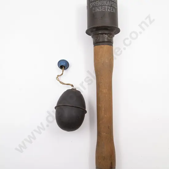 WWII German M39 Egg Grenade and M-24 Wooden Handle Hand Grenade
