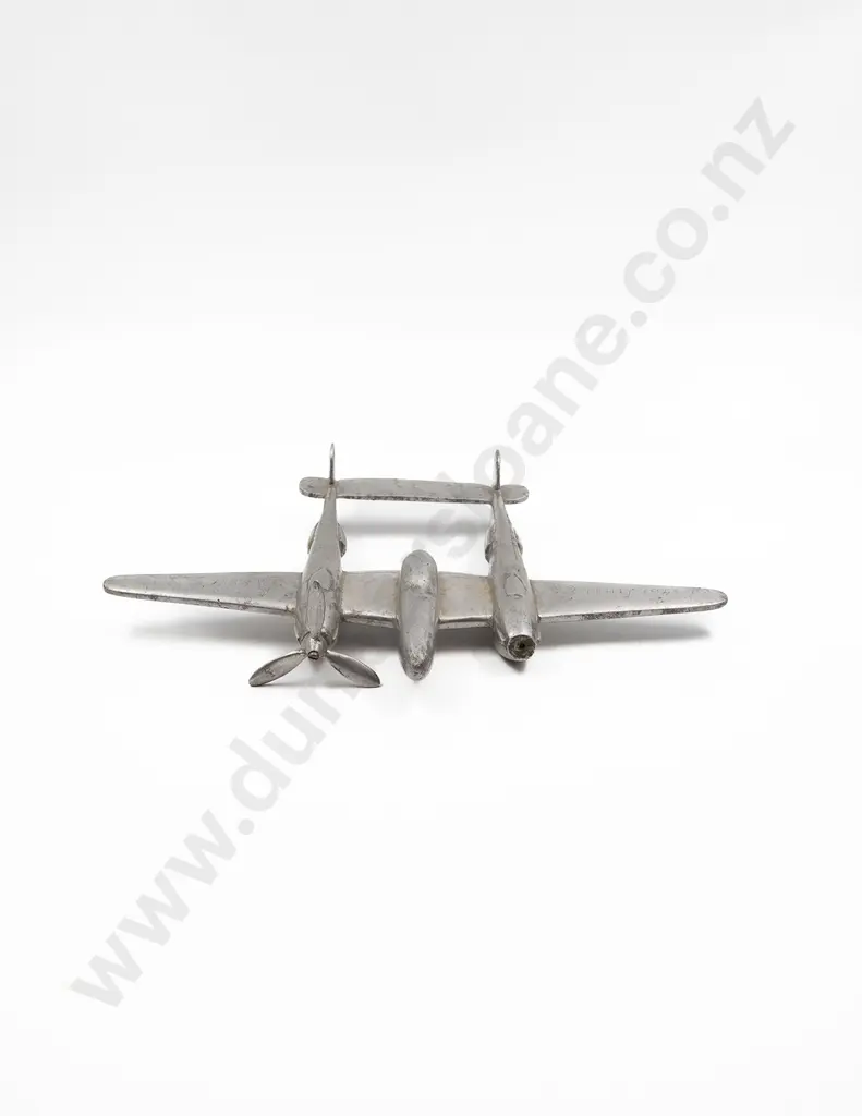 WWII Trench Art Aluminium Lockheed P-38 Lightning Model Image 1++