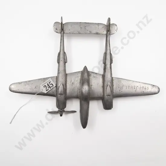 WWII Trench Art Aluminium Lockheed P-38 Lightning Model