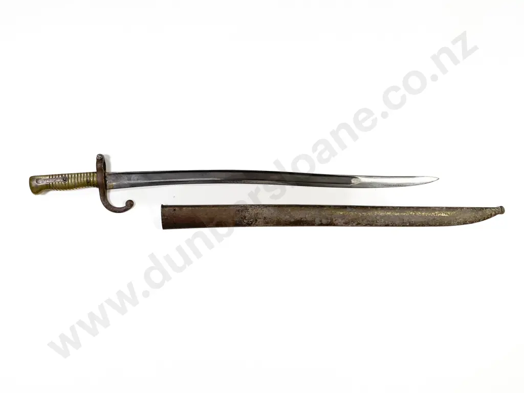 French 1871 Yataghan Chassepot Sword Bayonet & Scabbard Image 1++