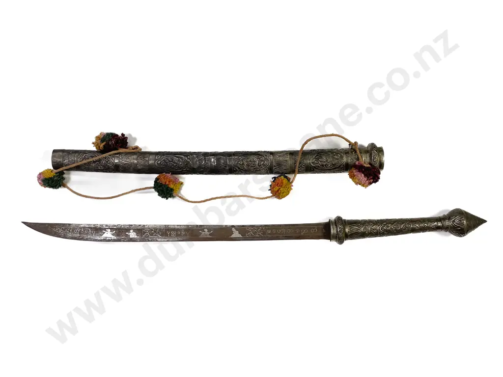 Traditional Burmese Burma Dha Short Sword and Scabbard Image 1++