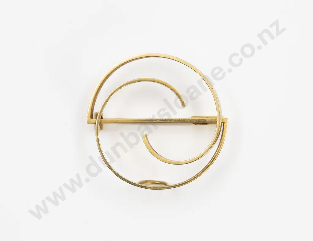 NZ 18ct Kobi Bosshard Modern Design Brooch Image 1++