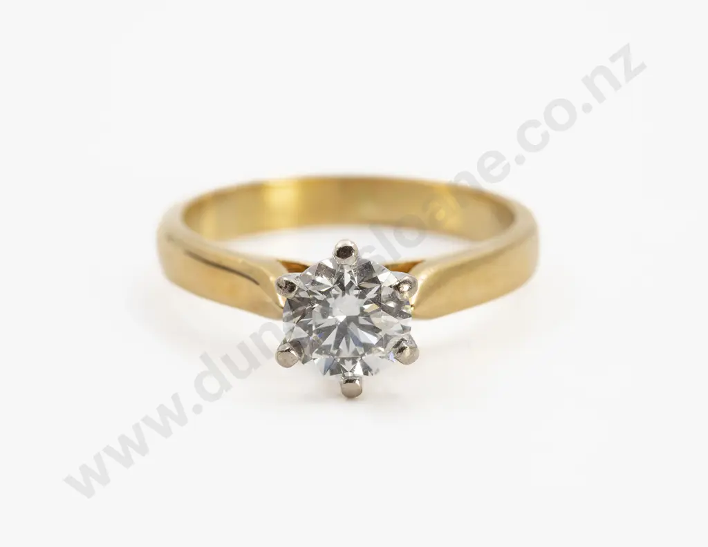 18ct Yellow & White Gold Solitaire Diamond Ring Image 1++