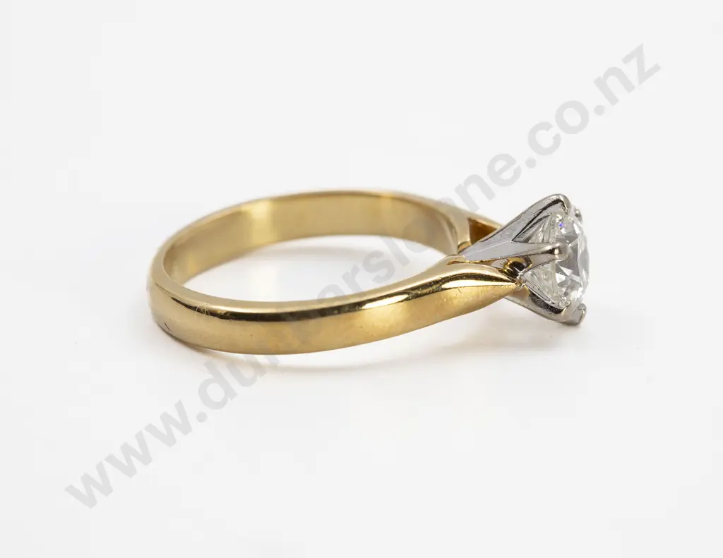 18ct Yellow & White Gold Solitaire Diamond Ring Image 1++