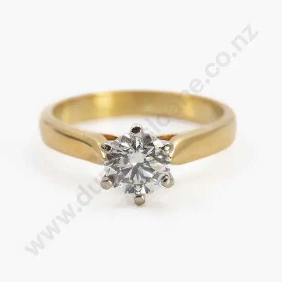 18ct Yellow & White Gold Solitaire Diamond Ring