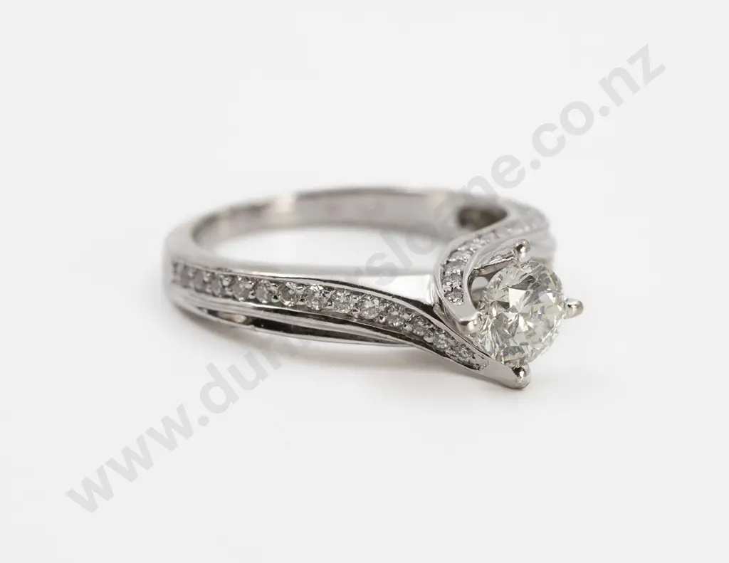 18ct White Gold Solitaire Diamond Ring Image 1++