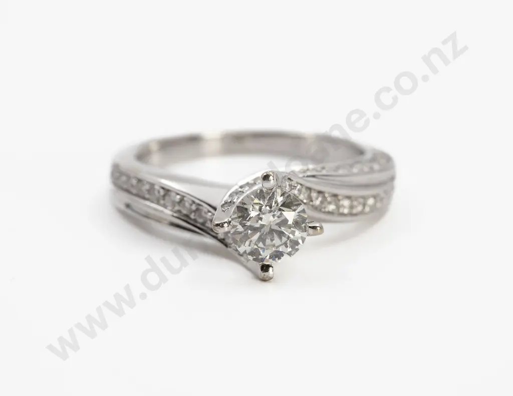 18ct White Gold Solitaire Diamond Ring Image 1++