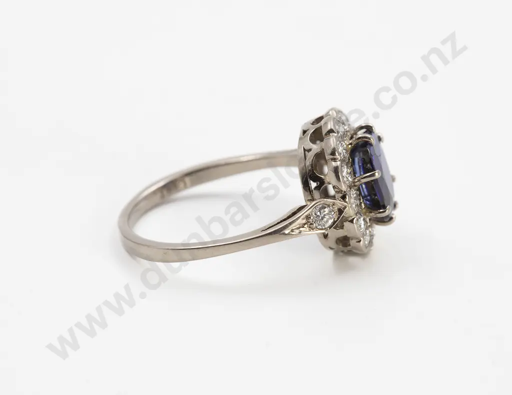 18ct White Gold 15stone Sapphire and Diamond Cluster Ring Image 1++
