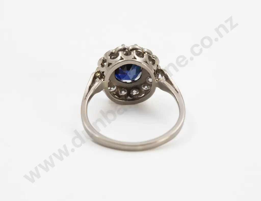 18ct White Gold 15stone Sapphire and Diamond Cluster Ring Image 1++