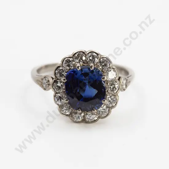 18ct White Gold 15stone Sapphire and Diamond Cluster Ring