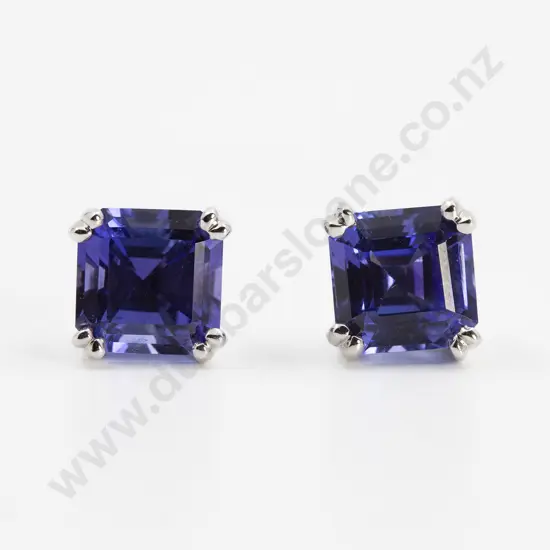 Pair 9ct White Gold Tanzanite Stud Earrings