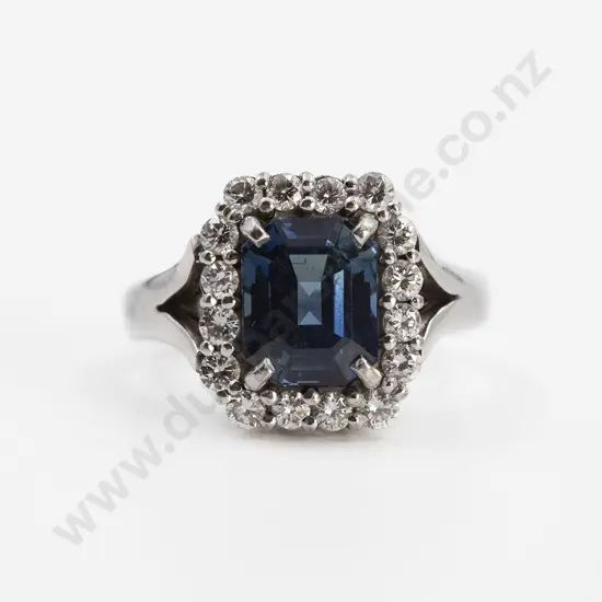 18ct White Gold 17stone Sapphire and Diamond Cluster Ring
