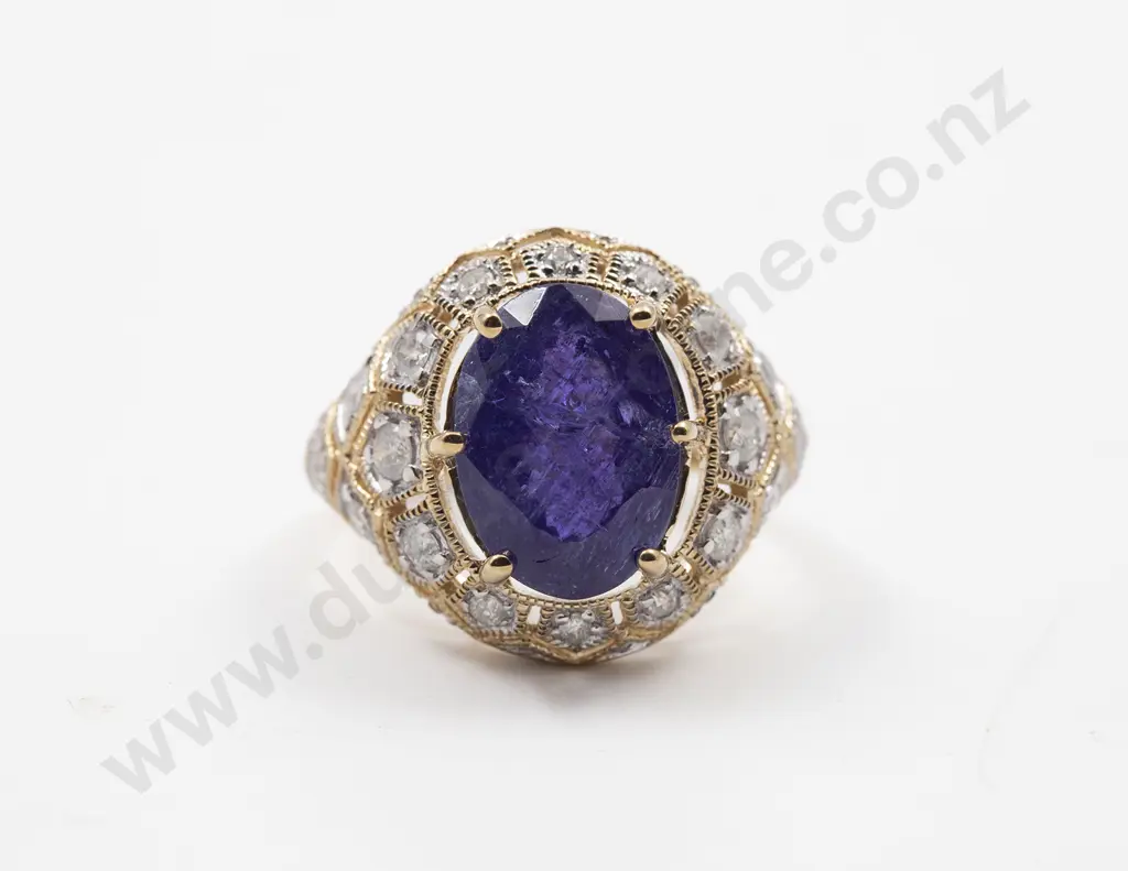 14ct 23stone Tanzanite and Diamond Cluster Ring Image 1++