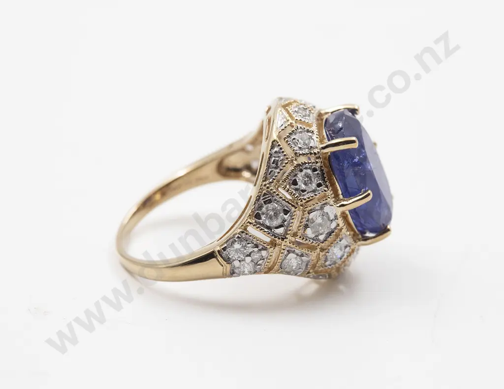 14ct 23stone Tanzanite and Diamond Cluster Ring Image 1++
