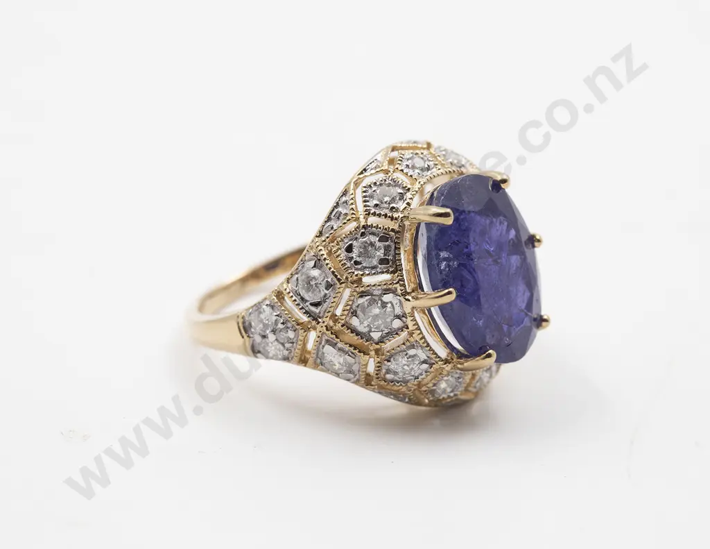 14ct 23stone Tanzanite and Diamond Cluster Ring Image 1++