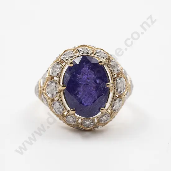 14ct 23stone Tanzanite and Diamond Cluster Ring