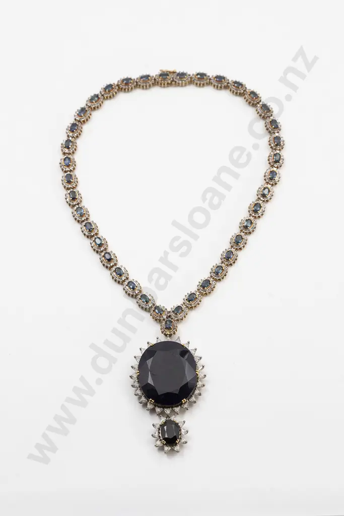 18ct Sapphire and Diamond Double Pendant Necklace Image 1++