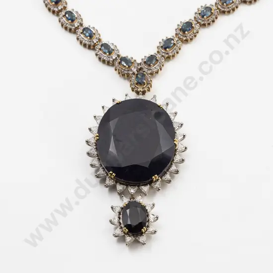 18ct Sapphire and Diamond Double Pendant Necklace